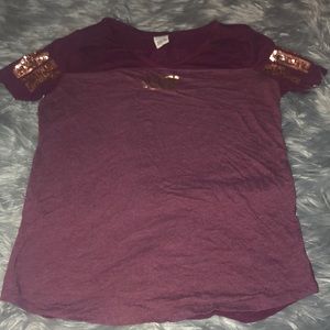women’s PINK maroon sparkly shirt